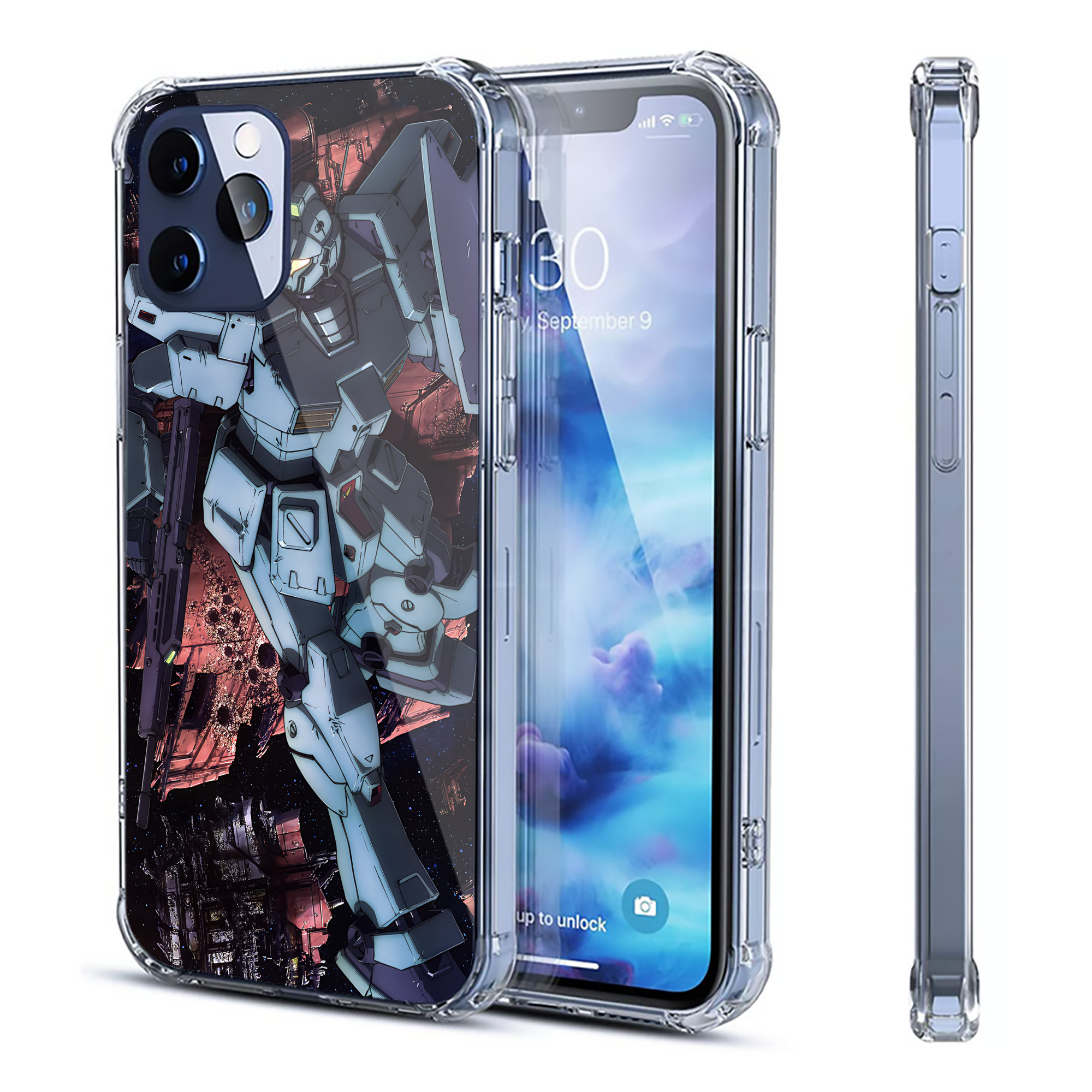 （画像用） 機動戦士ガンダム Mobile Suit Gundam 【iPhone 12シリーズ対応】透明スマホケース（クリアソフトケース）